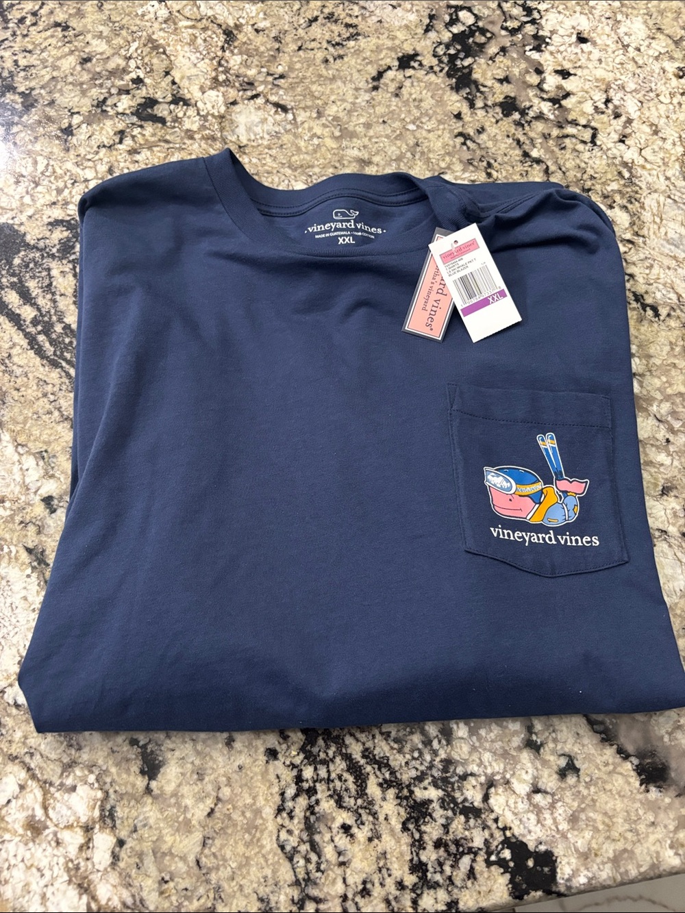 Vineyard Vines Navy Pocket Long Sleeve Tee with Sleeve Logo NWT - Picture 5 of 5